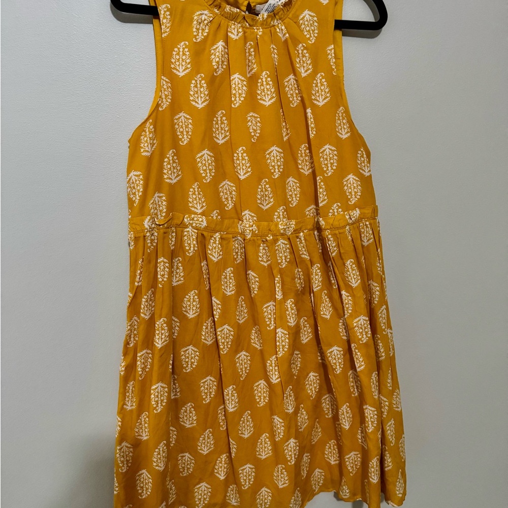 Lucky Yellow Halter Sundress Boho Paisley Knee Length